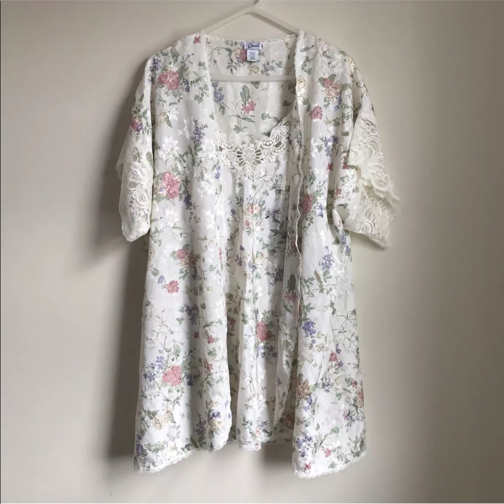 Vintage DEENA Robe Set Gown Iridescent Print